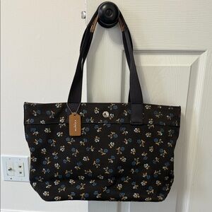 Coach Black and Blue Floral Tote